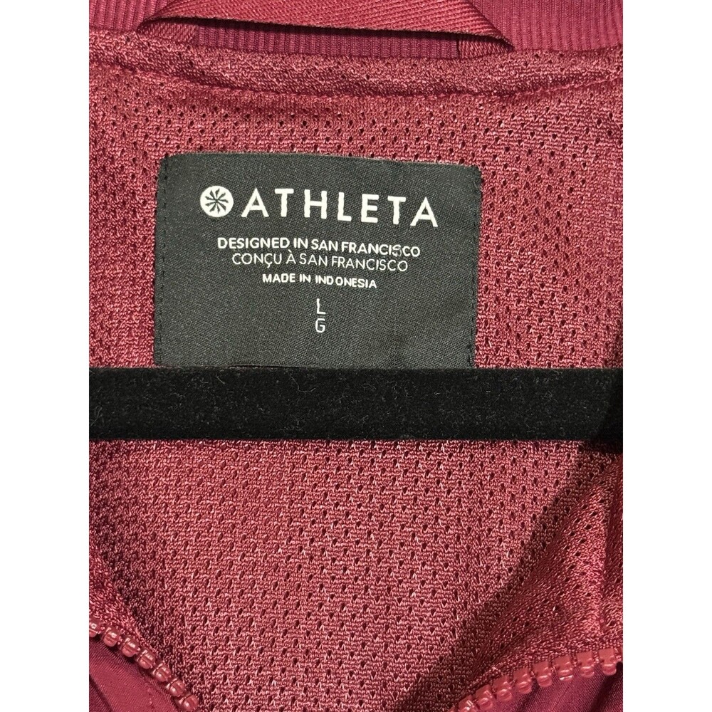 Athleta Cranberry Red Brooklyn Bomber Full Zip Jacket Size L Athleisure Active - Picture 3 of 11